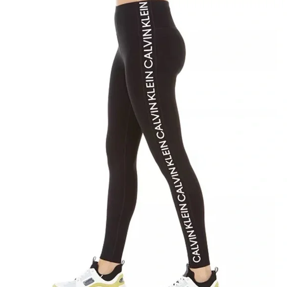 Calvin Klein Performance Black Leggings with Logo Detail - Picture 3 of 5